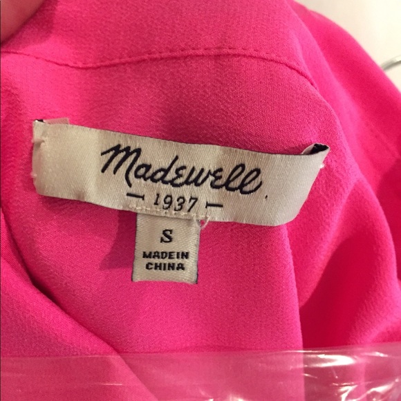 Madewell Silk Hot Pink Blouse - Picture 3 of 8